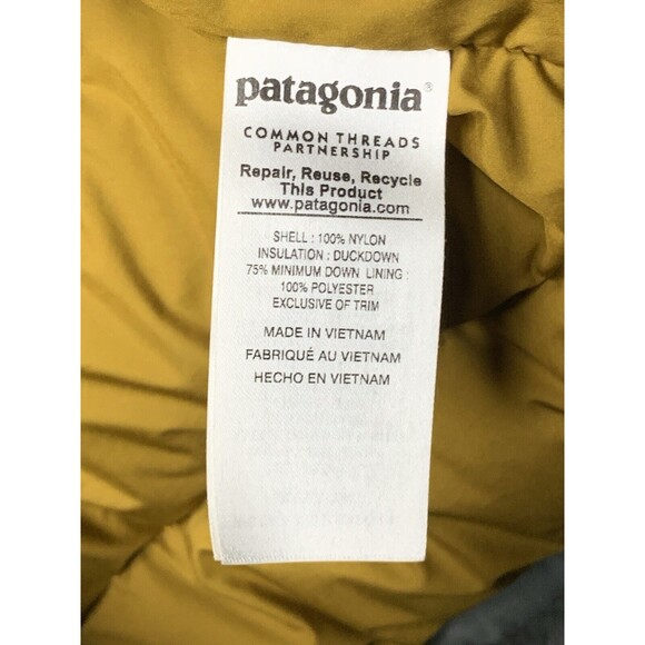 Patagonia Bivy Duck Down Jacket Mens Medium Puffer Coat 28322 Forge Grey Tan - Picture 12 of 16